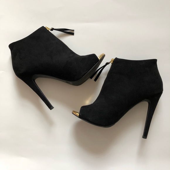 Open Toe Booties with Gold Detail - Picture 3 of 8